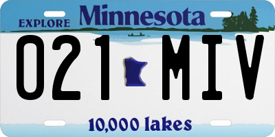 MN license plate 021MIV