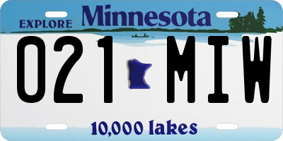MN license plate 021MIW