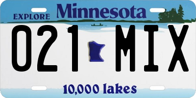 MN license plate 021MIX