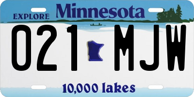 MN license plate 021MJW