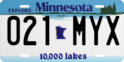 MN license plate 021MYX