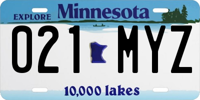 MN license plate 021MYZ