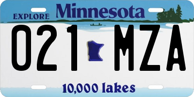 MN license plate 021MZA