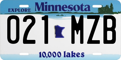 MN license plate 021MZB