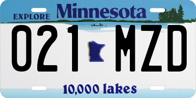 MN license plate 021MZD
