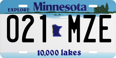 MN license plate 021MZE