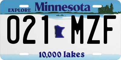 MN license plate 021MZF