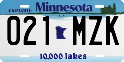 MN license plate 021MZK