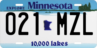 MN license plate 021MZL