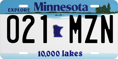 MN license plate 021MZN