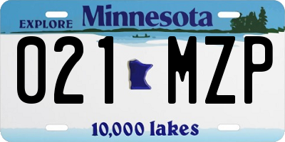 MN license plate 021MZP