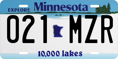 MN license plate 021MZR