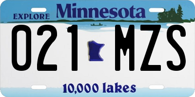 MN license plate 021MZS