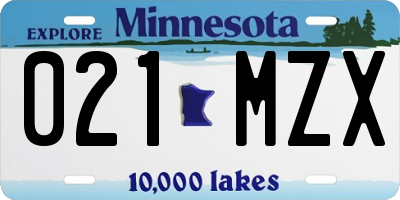 MN license plate 021MZX