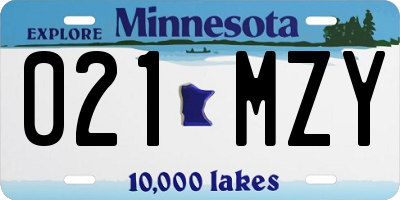MN license plate 021MZY
