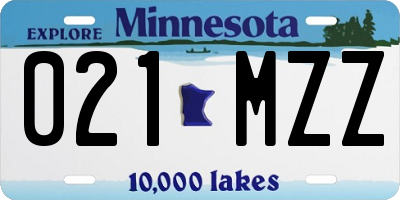 MN license plate 021MZZ