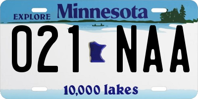 MN license plate 021NAA