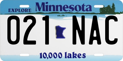 MN license plate 021NAC
