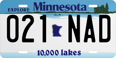 MN license plate 021NAD