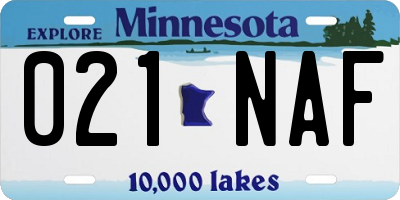 MN license plate 021NAF