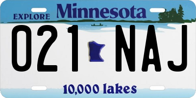 MN license plate 021NAJ