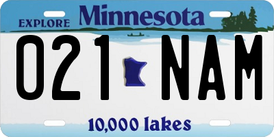 MN license plate 021NAM