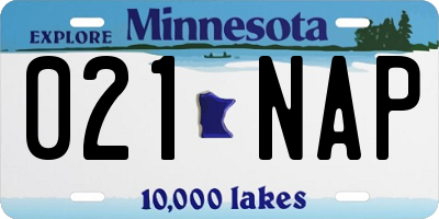 MN license plate 021NAP