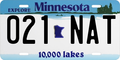 MN license plate 021NAT