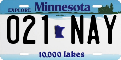 MN license plate 021NAY