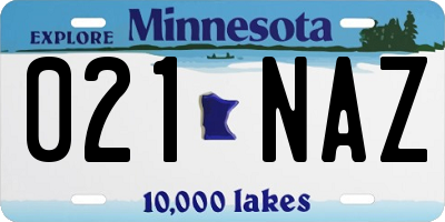 MN license plate 021NAZ