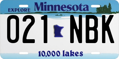 MN license plate 021NBK