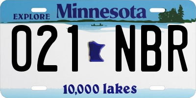 MN license plate 021NBR