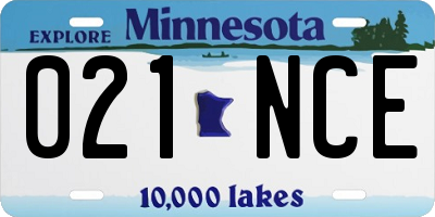 MN license plate 021NCE