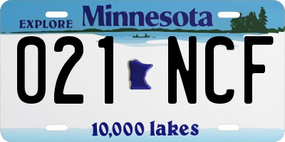 MN license plate 021NCF