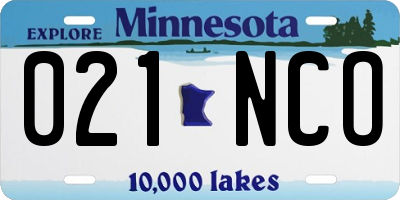 MN license plate 021NCO