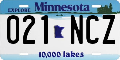 MN license plate 021NCZ