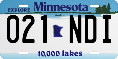 MN license plate 021NDI