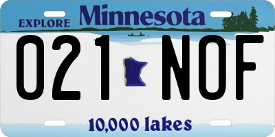 MN license plate 021NOF