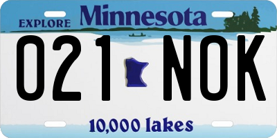 MN license plate 021NOK