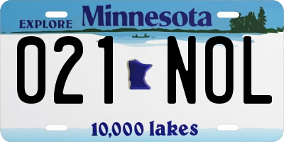 MN license plate 021NOL