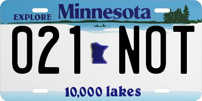MN license plate 021NOT