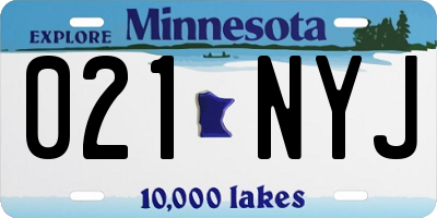 MN license plate 021NYJ