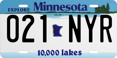 MN license plate 021NYR