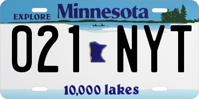 MN license plate 021NYT