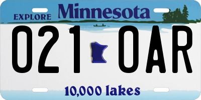 MN license plate 021OAR