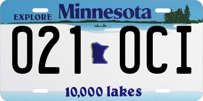 MN license plate 021OCI