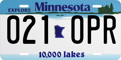 MN license plate 021OPR