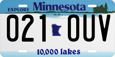MN license plate 021OUV