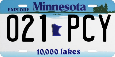 MN license plate 021PCY