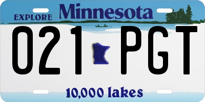 MN license plate 021PGT